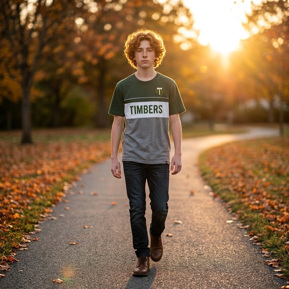 Fanatics Men's Portland Timbers V-Neck Tee Shirt Gray Green Colorblock Men's S